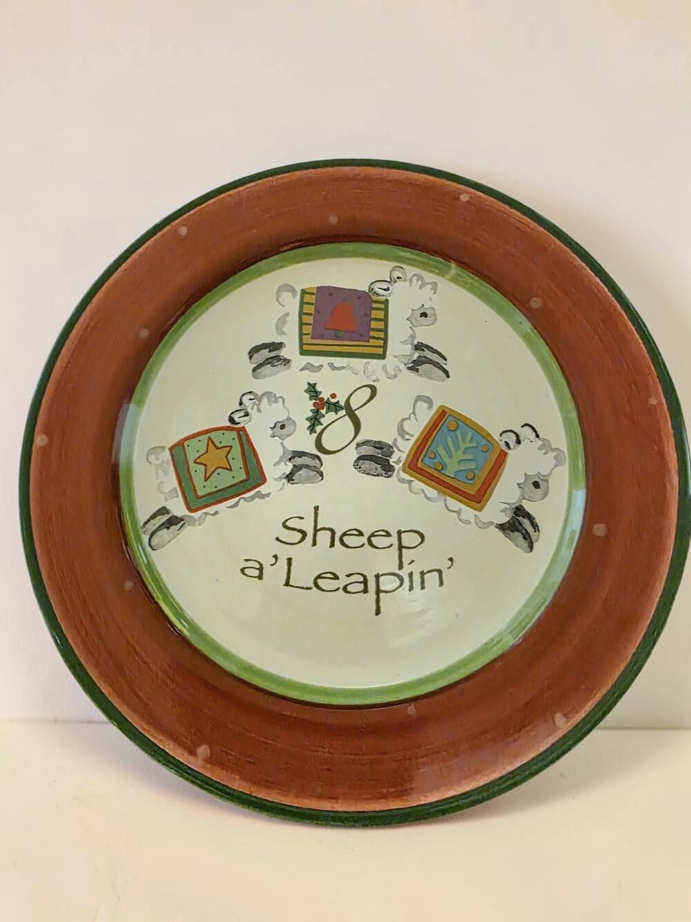 Gibson Everyday 8 Sheep A Leapin Christmas Plate Julie Ingleman 12 Days Holiday